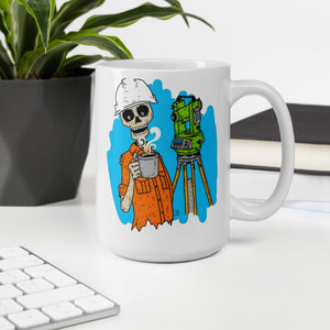 Skeleton Surveyor White glossy mug